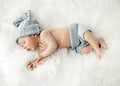 Newborn child sleeping on the blanket Royalty Free Stock Photo