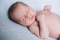 Newborn child is sleeping, sweet dreams of little baby, healthy sleep, newborn Royalty Free Stock Photo