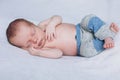 Newborn child is sleeping, sweet dreams of little baby, healthy sleep, newborn Royalty Free Stock Photo