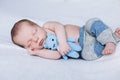 Newborn child is sleeping, sweet dreams of little baby, healthy sleep, newborn Royalty Free Stock Photo