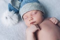 Newborn child is sleeping, sweet dreams of little baby, healthy sleep, newborn Royalty Free Stock Photo