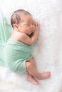 Baby boy sleep on  a white wrap cloth feelgood relaxing Royalty Free Stock Photo