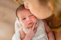 Newborn baby thinking relaxed Royalty Free Stock Photo