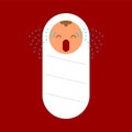 Newborn in diaper isolated. Toddler Vector illustration.