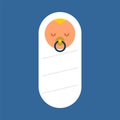 Newborn in diaper isolated. Toddler Vector illustration.