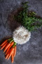 Newborn digital background. Easter or spring backdrop with fresh carrots Royalty Free Stock Photo