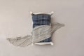 Newborn digital background - small white wooden bed with blue plaid mattress and pillow