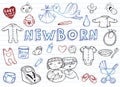 Newborn doodles set