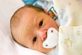 Newborn with dummy - pacifier Royalty Free Stock Photo