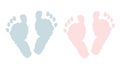 Newborn footprints. Baby girl and boy foots Royalty Free Stock Photo