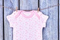 Newborn girl short sleeve romper. Royalty Free Stock Photo