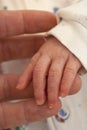 Newborn baby hand,fingers with parents hand Royalty Free Stock Photo