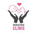 Newborn on Hand and Heart on Pediatric Clinic Logo