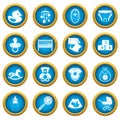 Newborn icons blue circle set