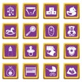 Newborn icons set purple