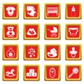 Newborn icons set red