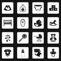 Newborn icons set squares vector