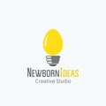 Newborn Ideas Abstract Vector Sign, Emblem or Logo Template. Light Bulb and Egg Concept Symbol. Royalty Free Stock Photo
