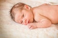 Newborn infant baby boy laying on the blanket