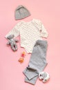 Newborn Infant Baby Girl Clothes Set Bodysuit Pants Hat.