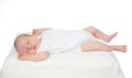 Newborn infant baby girl sleeping on her back Royalty Free Stock Photo