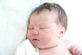 Newborn infant baby portrait sleeping in first day of life