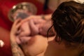 Newborn infant and mother after birth Royalty Free Stock Photo