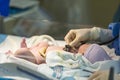 Newborn male baby being checked with stethoscope Royalty Free Stock Photo