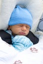 Newborn Napping in Stroller Royalty Free Stock Photo