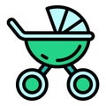 Newborn pram icon, outline style Royalty Free Stock Photo