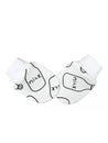 Newborn scratch mittens made of cotton with milk pattern Royalty Free Stock Photo