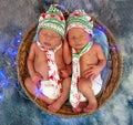 Newborn twin baby boys sleeping