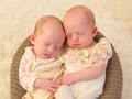 Newborn twins together Royalty Free Stock Photo