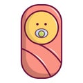 Newborn wrapped icon, cartoon style