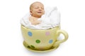 Newborn in yellow cup Royalty Free Stock Photo
