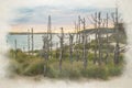 Newborough beach, digital watercolor painting