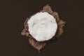 Newbown digital background - wooden bowl with faux fur, juta layer and brown background