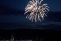 Newburgh/Beacon bridge at night with fireworks at hudson river NY Royalty Free Stock Photo