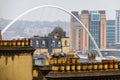 Newcasstle Millennium Bridge and The Baltic Centre for Contemporary Art viewed from Tyne Bridge Royalty Free Stock Photo