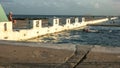 NEWCASTLE, AUSTRALIA- APRIL, 3, 2016 swimmers at the ocean baths in newcastle