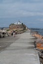 Nobbys breakwater dam in Newcastle, Australia