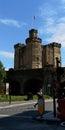 Newcastle Castle in the heart of the city steeped with history and shown in all its glory surrounded by bright blue skies Royalty Free Stock Photo