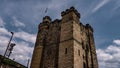 Newcastle Castle keep rising towards a cloudy sky Royalty Free Stock Photo