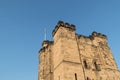 Newcastle Castle Keep viewed from below with blue sky Royalty Free Stock Photo