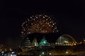 Fireworks at Newcastle Quayside over Sage Gateshead concert hall Royalty Free Stock Photo