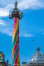 Grey`s Monument decorated as Workers Maypole during the Great Ex