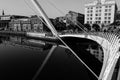 Newcastle, England - October 25, 2016: Gateshead Millenium Bridge in Newcastle, Englakd- Black and Whit