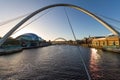 Newcastle Gateshead Quayside -Sage, Millenium and Tyne Bridges i Royalty Free Stock Photo