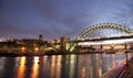 Newcastle and Gateshead, UK, November 2012, a View of the Tyne Bridge in the evening at dusk Royalty Free Stock Photo