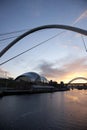Newcastle and Gateshead, UK, November 2012, a View of the Tyne Bridge in the evening at dusk Royalty Free Stock Photo